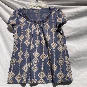 Sonoma Blue Shirt Beaded Collar, Size Large